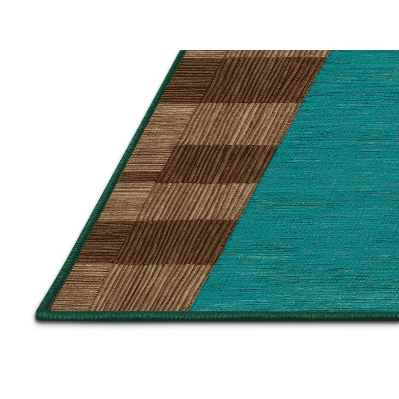 Tapis vert à carreaux lavable à la machine, Rectangulaire 7 pi x 10 pi