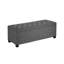 Banc coffre ottoman en lin gris avec couvercle capitonné, poches latérales et structure en métal pour chambre ou salon
