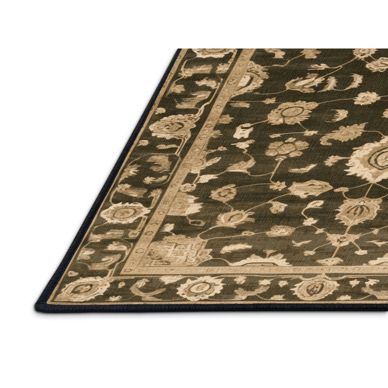 Tapis brun lavable à la machine, Rond 4 pi