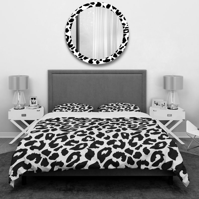 Ensemble de housse de couette en microfibre noir / blanc 3 pièces