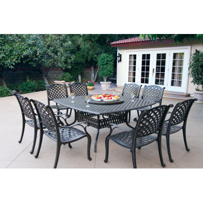 Frazee 10-Piece Patio Dining Set with Cushions and 64'' Square Dining Table and Lazy Susan