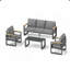 Ensemble de meubles de patio 4 pièces en aluminium toutes saisons, canapé de conversation 5 places avec coussins de 10 pouces d'épaisseur et table en verre-1397193473