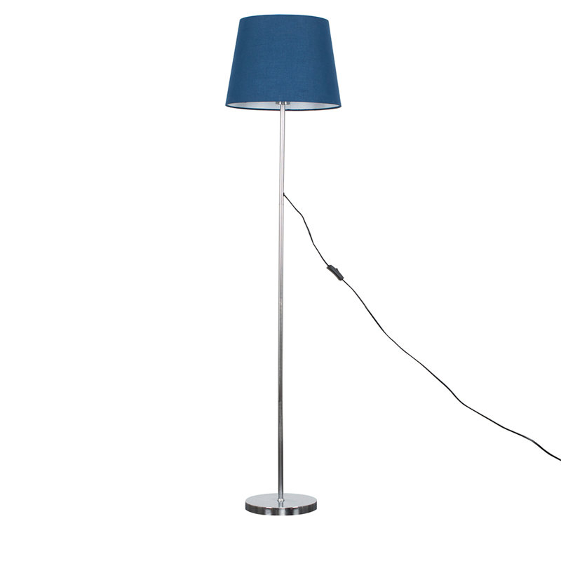Gurpreet 154cm Traditional Floor Lamp, Chrome, No, Blue