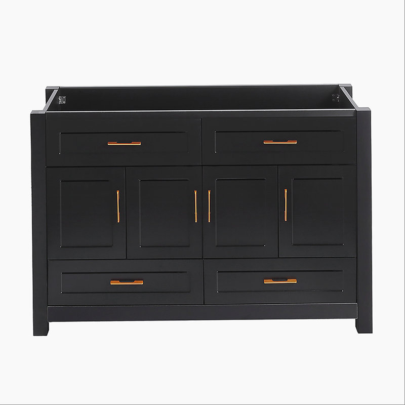 Armoire de rangement pour salle de bain avec 4 tiroirs et 4 portes à fermeture douce, Noir