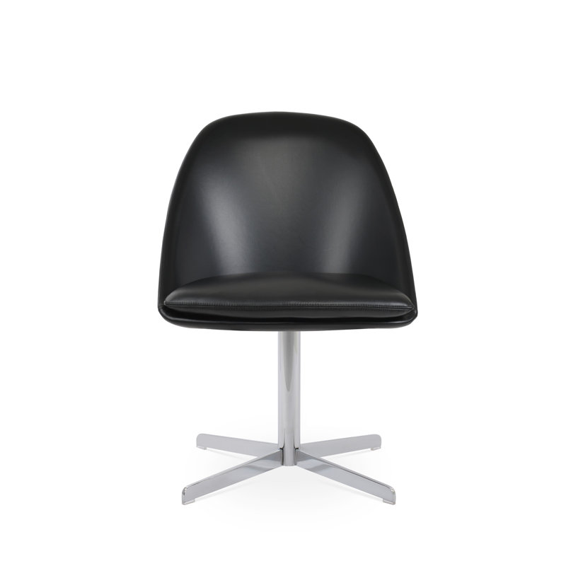 Avanos 4 Star Swivel Side Chair, Black, Chrome