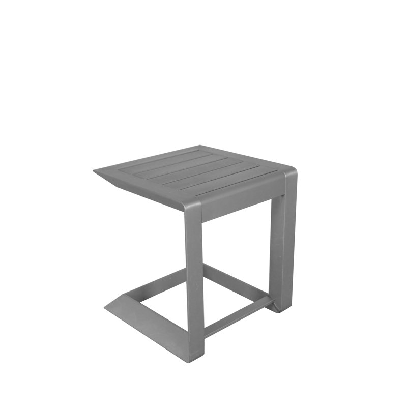 Harleen Square Metal Outdoor Side Table, 17" H x 16" W x 16" D, Silver