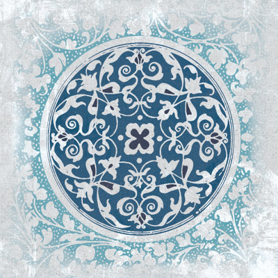 Circle Medallion Blue Teal - Wrapped Canvas Art Prints