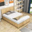 Structure de lit plateforme en bois avec 2 tiroirs Ezana-1944413934