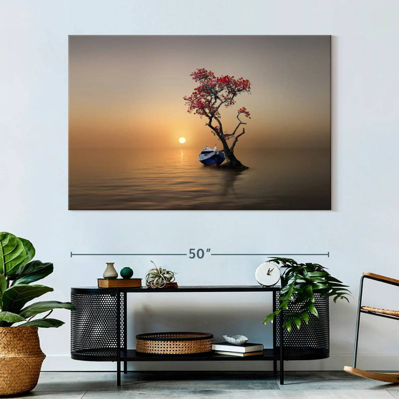 Mehar Tree Moored Boat, 34" H x 51" W
