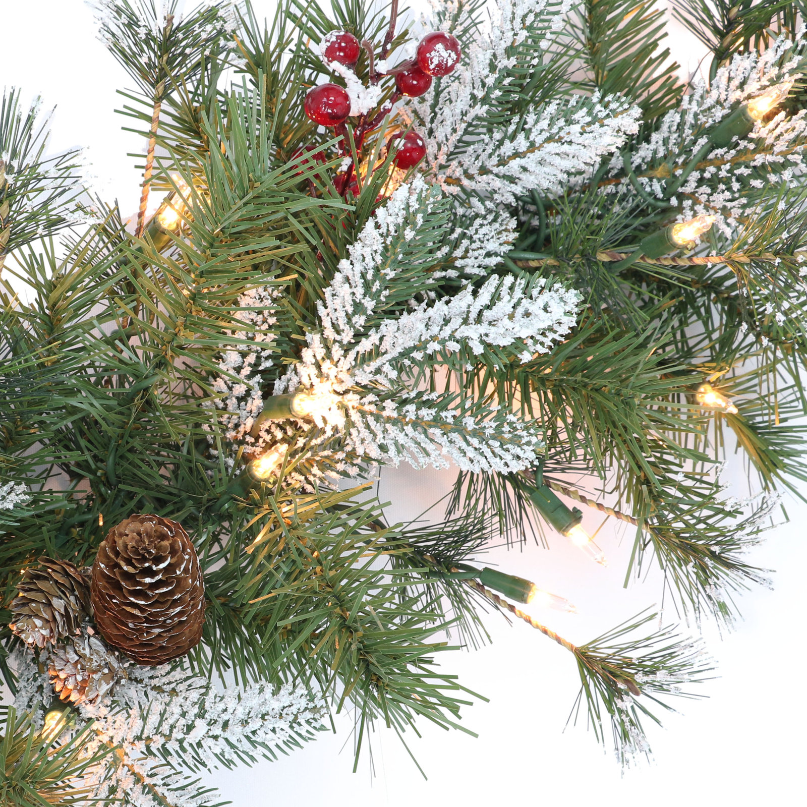 60'' Faux Pine Lighted Wreath