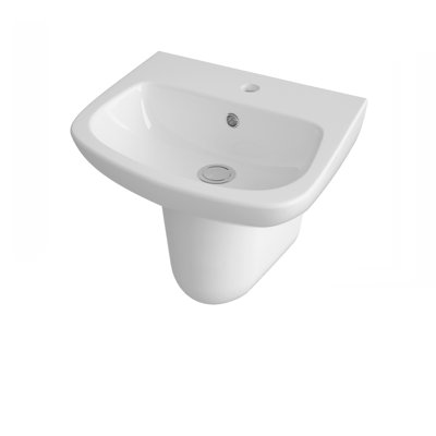 Ambrose Nuie 450mm White Vitreous China U-Shaped Semi Pedestal Basin Bathroom Sink with Overflow