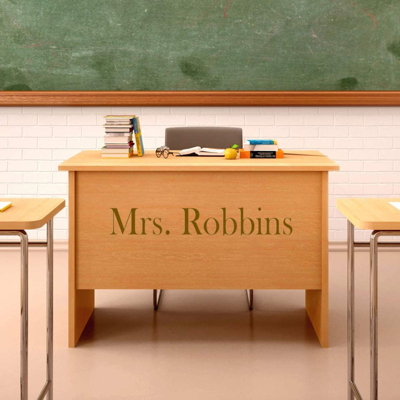 Text & Numbers Non-Wall Damaging Wall Decal, 4" H x 26" W, Brown