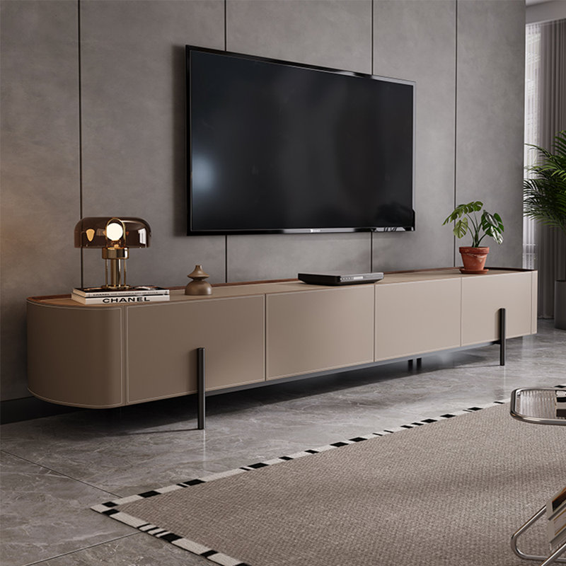 Meuble télé moderne de style nordique, Gris beige, 70.87"