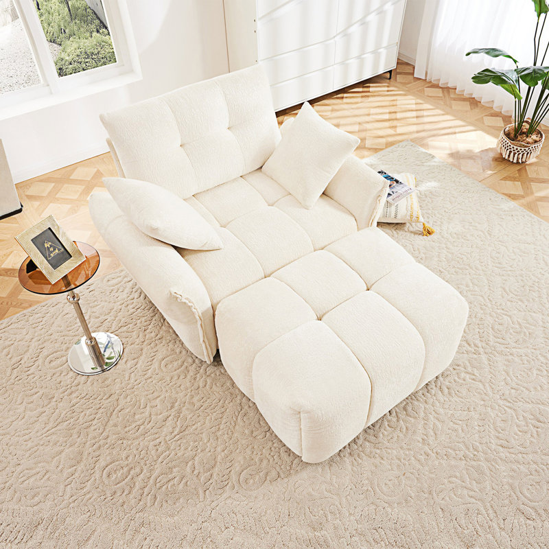 Canapé simple avec repose-pieds, Blanc