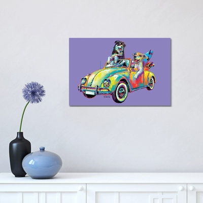 Couple voiture en mauve par P.D. Moreno - peinture sur toile tendue