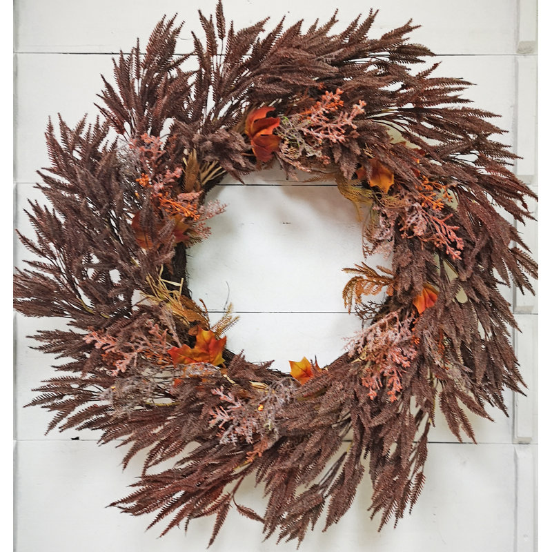 Silk and Plastic Wreath, 26'' W x 28'' H x 5'' D, Brown