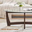 Table basse 48 "ovale en verre avec base en bois, cerisier-929272012-929272626