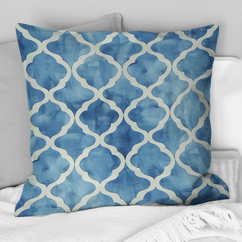 Coussin moderne bleu Trellis I - moderne, H 18 po x l 18 po