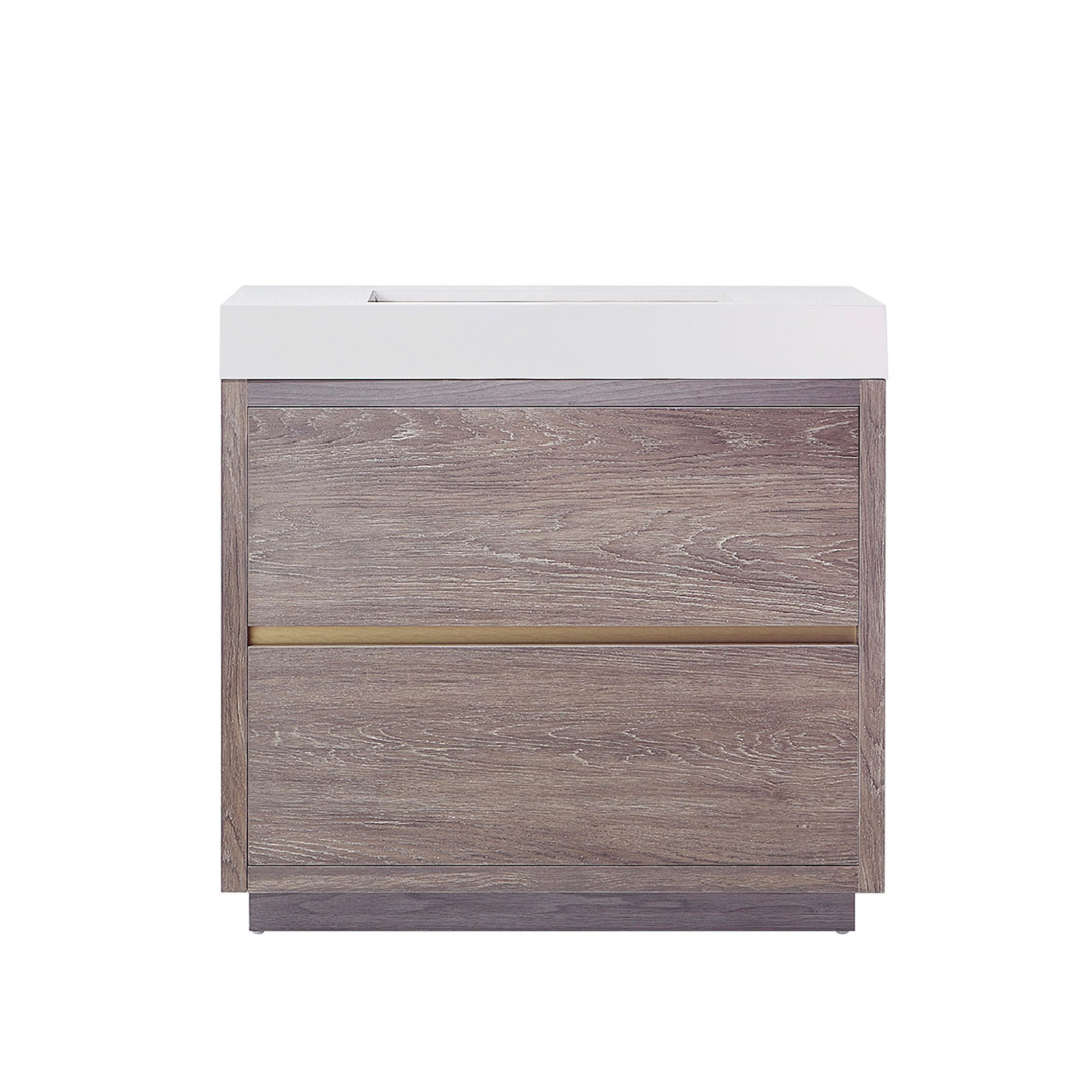 Beira Single Bathroom Vanity, North Carolina Oak, White, 36"