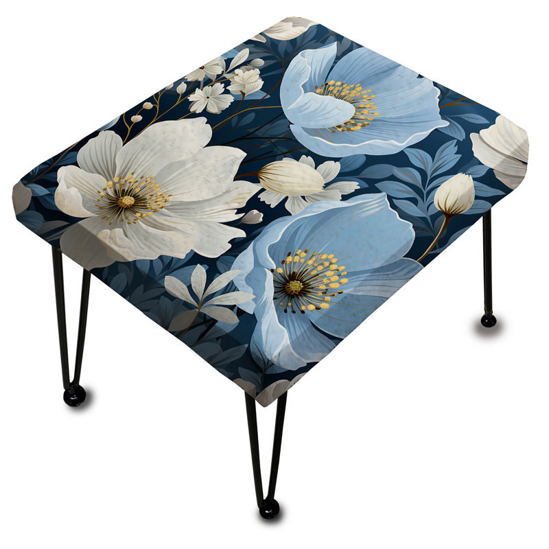 Repose-pieds blanc et bleu Meadow Serenity