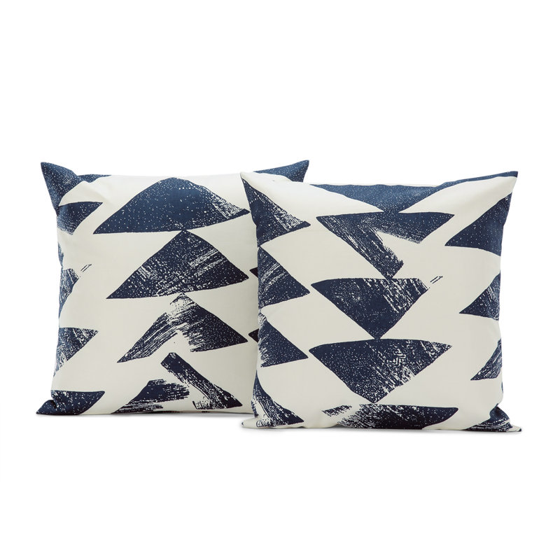 Housses de coussin en coton à imprimé, Indigo
