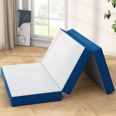 Matelas de 4 po en mousse viscoélastique gélifiée, grand, portatif et pliable avec housse amovible