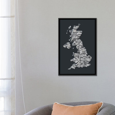 " Great Britain UK City Text Map (Gray) " by Michael Tompsett
