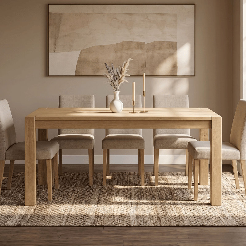 NTC Block 71 Inch Modern Farmhouse Dining Table, Rectangular Dinner Table for Dining Room, Living Room Furniture, Effortless Assembly