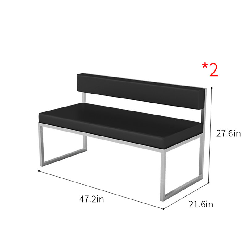 Restaurant Coffee Shop Bar Stainless Steel Bench Faux Leather Upholstered Bench