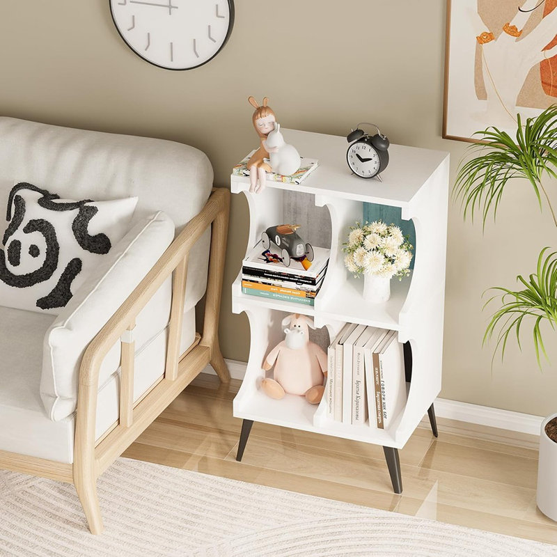 Bibliothèque à 4 cubes, petite bibliothèque à cubes ouverts, Blanc
