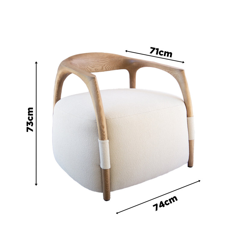 Upholstered Fabric Armchair, Beige, Brown