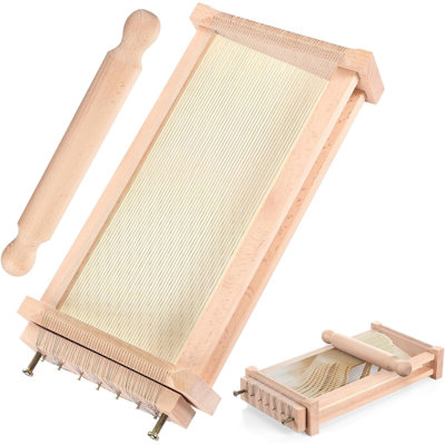 Wooden Chitarra Pasta Cutter Set with Rolling Pin, Authentic Italian Guitar Pasta Board for Homemade Spaghetti & Lasagna