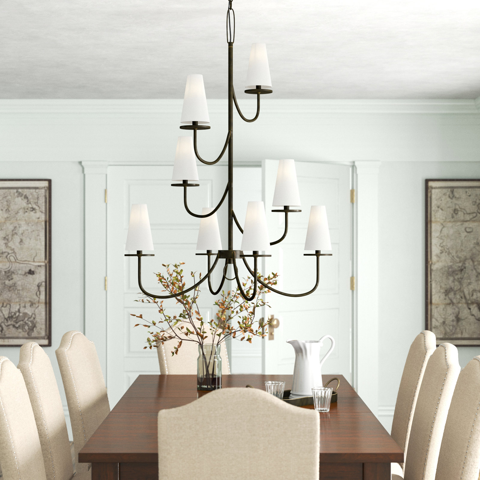 Walling 8 - Light Dimmable Empire Chandelier, Textured Bronze
