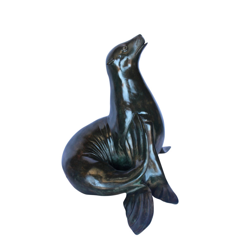 Emerita Seal Fountain made of bronze statue - Size: 35"L x 24"W x 27"H. , Green