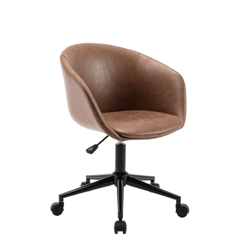 Chaise de travail Villagomez, Similicuir brun noyer