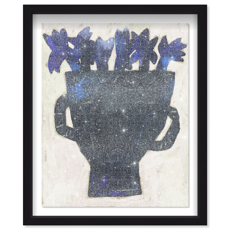 Indigo Vase II Shadowbox Floral & Botanical Print by Oliver Gal, Black Frame, 16 x 20, 37.5"H x 31.5"W, Black Shadowbox