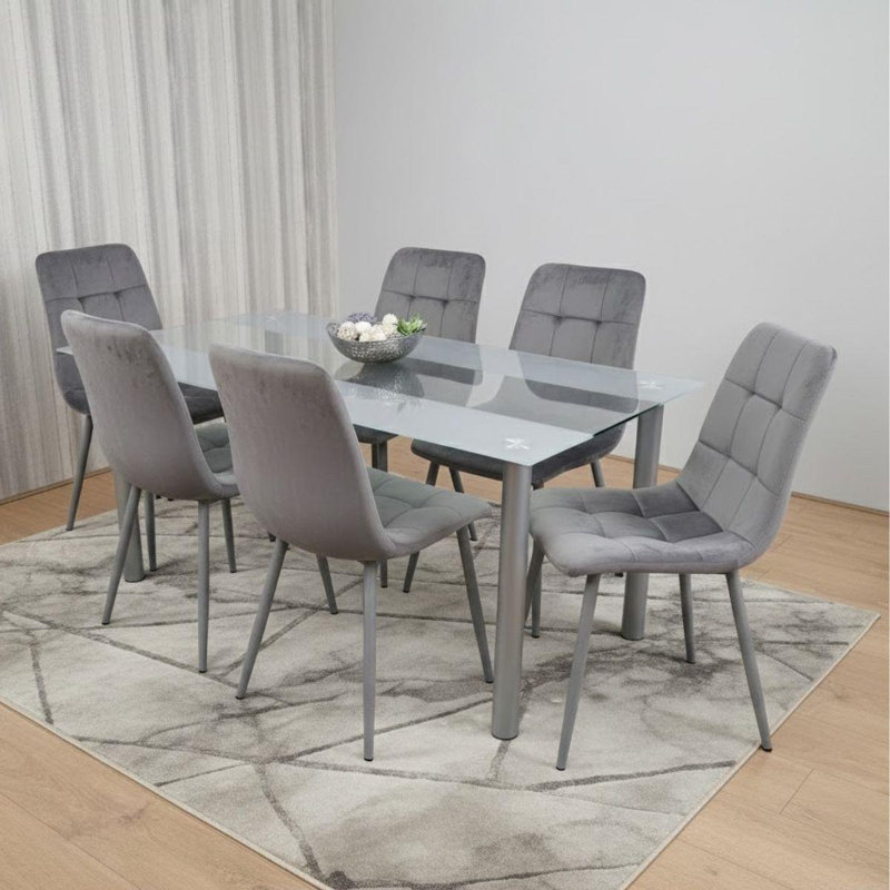 6 - Person Dining Set, Grey, Grey