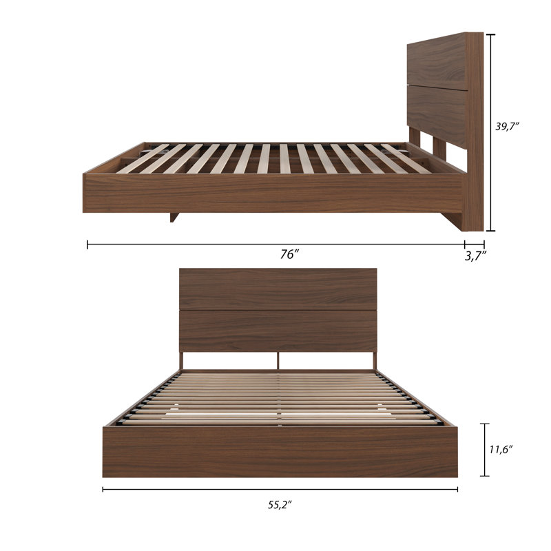 Aletse Platform Bed & Headboard, Full, Walnut
