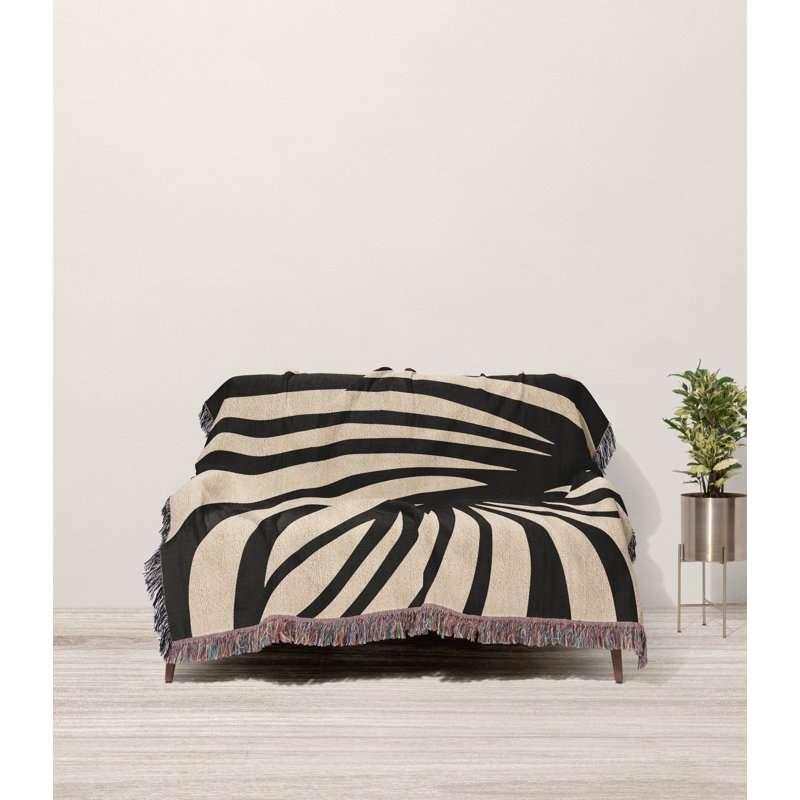 Jeté 100% coton Konga, Noir / Beige, Simple