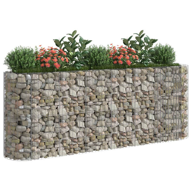 Dakota Fields Gabion Raised Bed Galvanised Iron, 260cm H x 50cm W x 100cm D