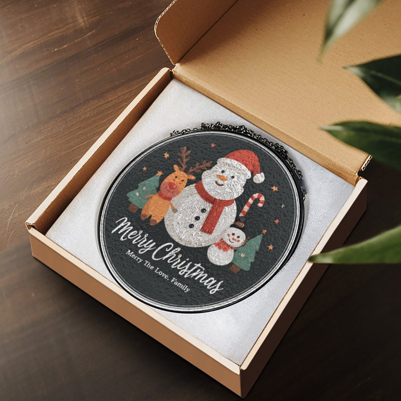 Merry Christmas Snowman Reindeer, 3,5 x 3,5 po (9 x 9 cm)