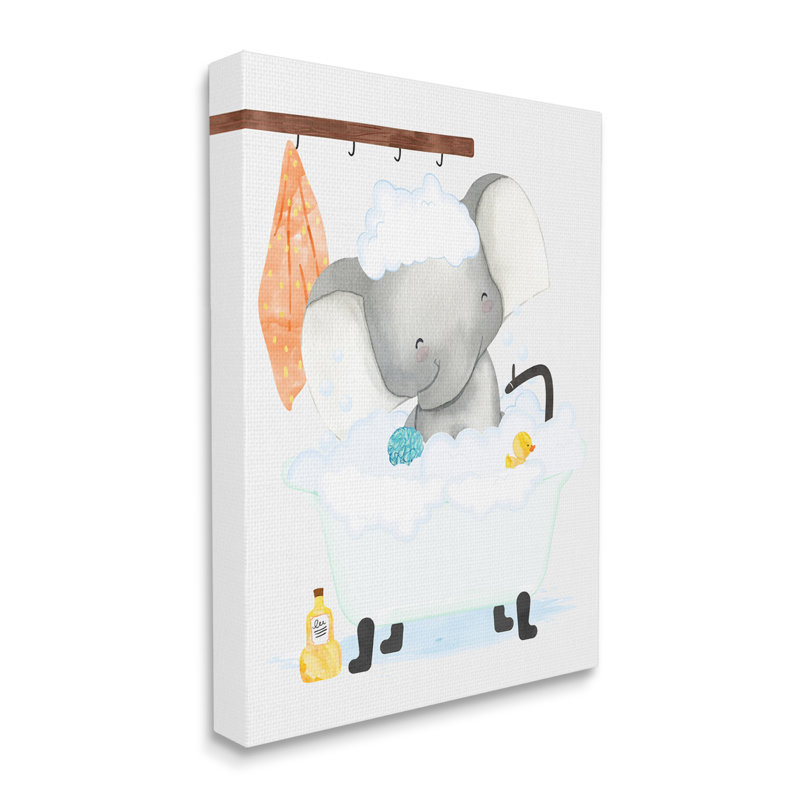 Toile tendue en caoutchouc pour enfants, éléphant, H 48 po x l 36 po, Peste de bois