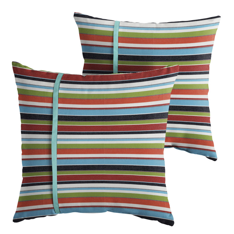 Calvert Striped Outdoor Reversible, 22" x 22", Carousel Confetti Stripe Sunbrella
