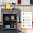 Kitchen Island on Wheels, Rolling Kitchen Cart with Stainless Steel Countertop, Drawer, Towel Rack and Spice Rack, Utility Storage Trolley, Gray-129385890-129385892-129385895