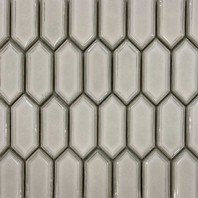 Palermo 1.38" x 3.38" Beveled Porcelain Honeycomb Mosaic Wall Tile, Pleat White