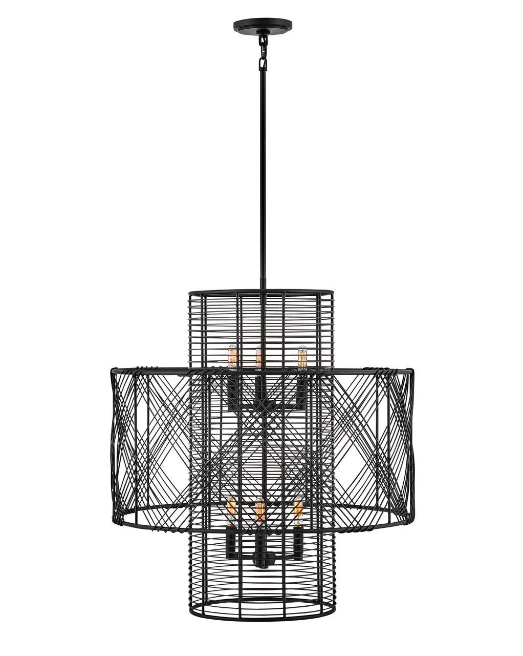 Brooke 6 - Light Metal Tiered Chandelier, Black