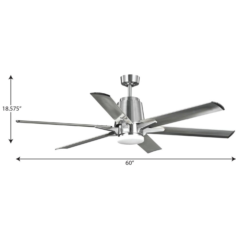 Kiska 60'' Ceiling Fan with LED Lights, Brushed Nickel