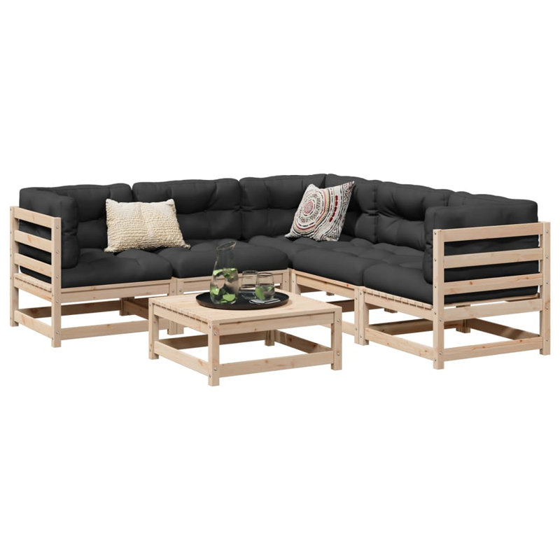 Alpen Home 6 Piece Garden Sofa Set Solid Wood, Natural Pine