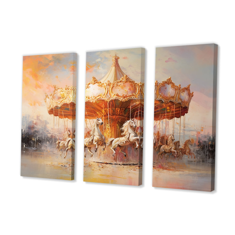 Carousel In Sunset Charm I - Ensemble de décoration murale Carousel, H 28 po x l 36 po x P 1 po