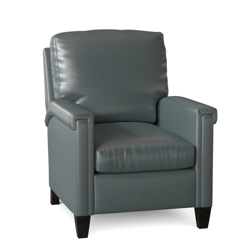 Kara 32" Wide Faux Leather Standard Recliner, Aline Light Gray Stonewash Genuine Leather, Cobblestone, Manual